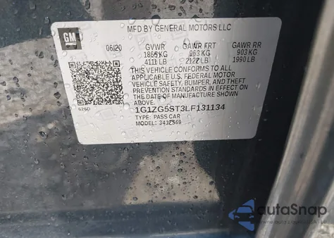 2020 Chevrolet Malibu Fwd Rs from USA, damaged, VIN 1G1ZG5ST3LF131134